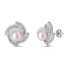Best reviews of 😀 9.5-10 MM Cultured Freshwater Pearl and Cubic Zirconia Geometric Stud Earrings in Sterling Silver by Belk & Co. 🌟