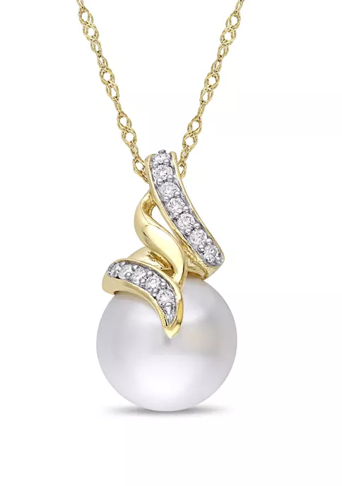 Deals ๐ฅฐ Pearl and 1/10 ct. t.w. Diamond Swirl Necklace in 14K Yellow Gold by Belk & Co. ๐ 2 Deals ๐ฅฐ Pearl and 1/10 ct. t.w. Diamond Swirl Necklace in 14K Yellow Gold by Belk & Co. ๐ - Image 2