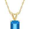 Deals 🧨 14K Gold 8x6 Emerald Cut Blue Topaz Pendant by Belk & Co. 🔔