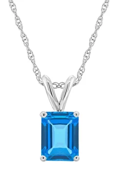 Deals 🧨 14K Gold 8x6 Emerald Cut Blue Topaz Pendant by Belk & Co. 🔔 -DealsBelk & Co. Store Belk 20098