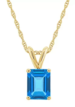 Deals 🧨 14K Gold 8x6 Emerald Cut Blue Topaz Pendant by Belk & Co. 🔔 -DealsBelk & Co. Store Belk 20099