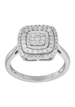 Best Sale 😉 1/2 ct. t.w. Square Diamond Ring in Sterling Silver by Belk & Co. 🎉