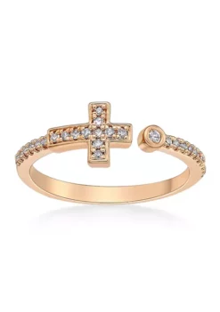 New ⭐ 1/8 ct. t.w. Diamond Sideways Cross Open Shank Ring in Sterling Silver with 14K Rose Gold Plate by Belk & Co. ⌛ -DealsBelk & Co. Store Belk 20103