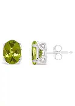 Discount ✔️ Sterling Silver 8x6mm Oval Peridot Stud Earrings by Belk & Co. 👍 -DealsBelk & Co. Store Belk 20113