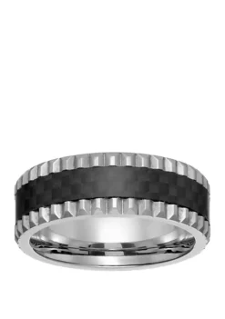 Outlet ⭐ Mens Stainless Steel Ring with Forged Carbon Fiber by Belk & Co. 🔔 -DealsBelk & Co. Store Belk 20134