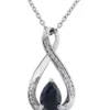 Best Pirce 🔥 1/10 ct. t.w. Diamond and Sapphire Pendant Necklace with 18" Singapore Chain in 10K White Gold by Belk & Co. 💯