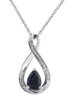 Best Pirce 🔥 1/10 ct. t.w. Diamond and Sapphire Pendant Necklace with 18" Singapore Chain in 10K White Gold by Belk & Co. 💯 -DealsBelk & Co. Store Belk 20144