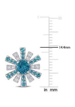 Brand new 🎁 2.08 ct. t.g.w. London Blue Topaz and White Topaz Starburst Earrings in Sterling Silver by Belk & Co. 🧨 -DealsBelk & Co. Store Belk 20156