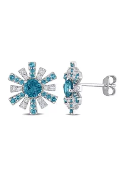 Brand new 🎁 2.08 ct. t.g.w. London Blue Topaz and White Topaz Starburst Earrings in Sterling Silver by Belk & Co. 🧨 -DealsBelk & Co. Store Belk 20159