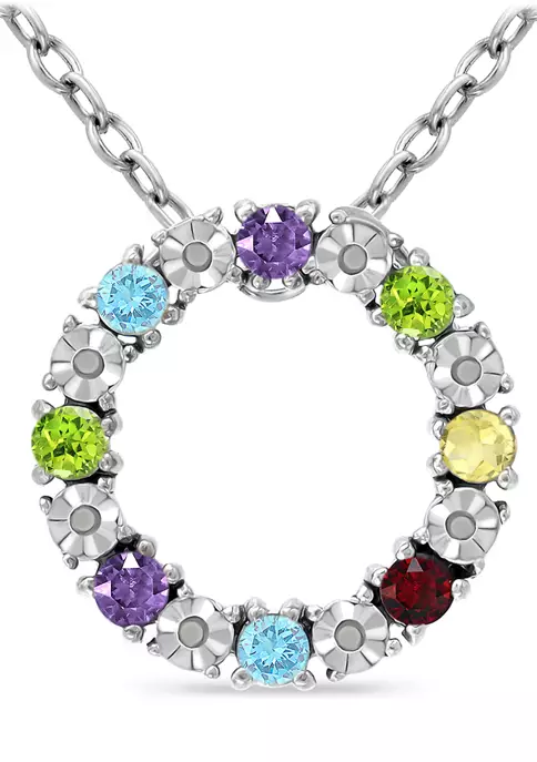 Cheapest ๐งจ 7/8 ct. t.w. Multi Gemstone and Diamond Circle Necklace, Sterling Silver by Belk & Co. ๐ฅ 1 Cheapest ๐งจ 7/8 ct. t.w. Multi Gemstone and Diamond Circle Necklace, Sterling Silver by Belk & Co. ๐ฅ