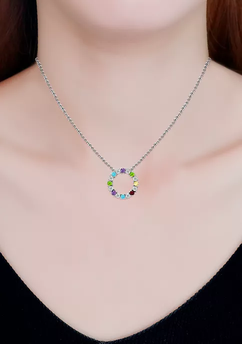 Cheapest ๐งจ 7/8 ct. t.w. Multi Gemstone and Diamond Circle Necklace, Sterling Silver by Belk & Co. ๐ฅ 4 Cheapest ๐งจ 7/8 ct. t.w. Multi Gemstone and Diamond Circle Necklace, Sterling Silver by Belk & Co. ๐ฅ - Image 4