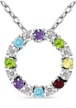 Cheapest ๐งจ 7/8 ct. t.w. Multi Gemstone and Diamond Circle Necklace, Sterling Silver by Belk & Co. ๐ฅ 9 Cheapest ๐งจ 7/8 ct. t.w. Multi Gemstone and Diamond Circle Necklace, Sterling Silver by Belk & Co. ๐ฅ -DealsBelk & Co. Store Belk 20173