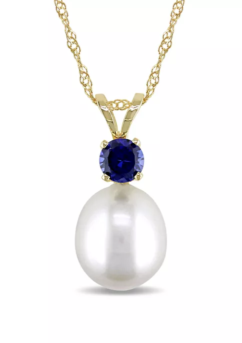 Promo ๐ 8 to 8.5 Millimeter Cultured Freshwater Pearl and 1/3 ct. t.w. Sapphire Pendant with Chain in 14k Yellow Gold by Belk & Co. ๐ฏ 1 Promo ๐ 8 to 8.5 Millimeter Cultured Freshwater Pearl and 1/3 ct. t.w. Sapphire Pendant with Chain in 14k Yellow Gold by Belk & Co. ๐ฏ