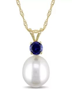 Promo ๐ 8 to 8.5 Millimeter Cultured Freshwater Pearl and 1/3 ct. t.w. Sapphire Pendant with Chain in 14k Yellow Gold by Belk & Co. ๐ฏ 5 Promo ๐ 8 to 8.5 Millimeter Cultured Freshwater Pearl and 1/3 ct. t.w. Sapphire Pendant with Chain in 14k Yellow Gold by Belk & Co. ๐ฏ -DealsBelk & Co. Store Belk 20192