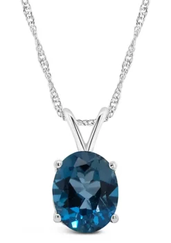 Top 10 ⌛ Sterling Silver 10x8mm Oval London Blue Topaz Pendant Necklace by Belk & Co. 😉