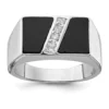 Flash Sale 😍 Men's Sterling Silver Rhodium-Plated Cubic Zirconia and Onyx Ring by Belk & Co. 🔔