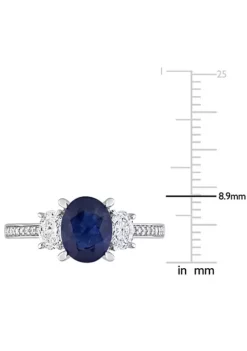 Coupon 🧨 2.5 ct. t.g.w. Blue Sapphire and 5/8 ct. t.w. Diamond 3-Stone Ring in 14K White Gold by Belk & Co. 🧨 -DealsBelk & Co. Store Belk 20239