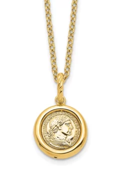 Deals ✔️ 14K Yellow Gold Polished Replica Roman Coin 18 Inch Necklace by Belk & Co. 😀