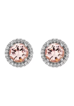 Best Pirce 🌟 Nano Morganite and Created White Sapphire Pendant and Earrings Set in Sterling Silver by Belk & Co. 👏 -DealsBelk & Co. Store Belk 2025