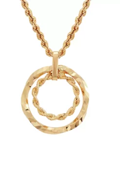 Budget ✨ Hollow Rope with Grad Tube Circle Drop Pendant in 10K Yellow Gold by Belk & Co. 🔥