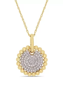 Flash Sale 👍 1/5 ct. t.w. Diamond Cluster Pendant with Chain in 10k Yellow Gold by Belk & Co. 🎁