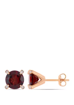 Discount 😍 4 ct. t.w. Garnet and 1/10 ct. t.w. Diamond Accent Martini Stud Earrings in 10K Rose Gold by Belk & Co. 🌟 -DealsBelk & Co. Store Belk 20267