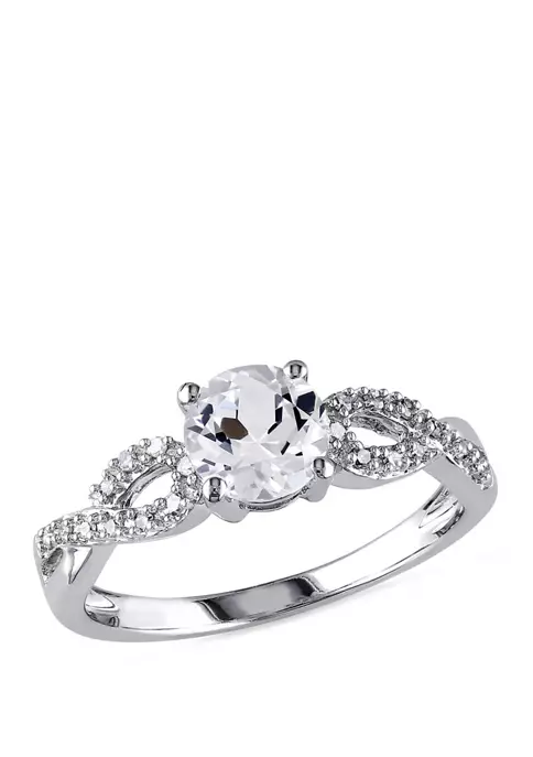 Hot Sale 😀 1.0 ct. t.w. Created White Sapphire and 1/10 ct. t.w. Diamond Infinity Ring in 10k White Gold by Belk & Co. 😍 1 Hot Sale 😀 1.0 ct. t.w. Created White Sapphire and 1/10 ct. t.w. Diamond Infinity Ring in 10k White Gold by Belk & Co. 😍