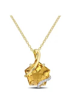 Buy 😍 6 ct. t.g.w. Citrine and Diamond Accent Wrapped Pendant with Chain in Yellow Plated Sterling Silver by Belk & Co. 👍 -DealsBelk & Co. Store Belk 20283