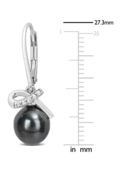 Outlet 😍 0.02 CT Diamond TW 8 - 9 MM Black Tahitian Cultured Pearl LeverBack Earrings Silver I3 by Belk & Co. ❤️ -DealsBelk & Co. Store Belk 20286