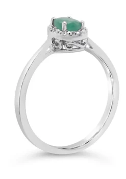 Deals 🛒 Sterling Silver 6x4mm Oval Emerald Diamond Accent Halo Ring by Belk & Co. ⌛ -DealsBelk & Co. Store Belk 20293