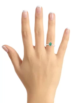 Deals 🛒 Sterling Silver 6x4mm Oval Emerald Diamond Accent Halo Ring by Belk & Co. ⌛ -DealsBelk & Co. Store Belk 20294