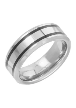 Brand new ⭐ 8 Millimeter Gents Band Black Resin Inlay in Tungsten by Belk & Co. 🎁 -DealsBelk & Co. Store Belk 20298