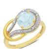 Best Sale 🥰 10K Yellow Gold Aquamarine and 1.7 ct. t.w. Diamond Accent Ring by Belk & Co. 🎁