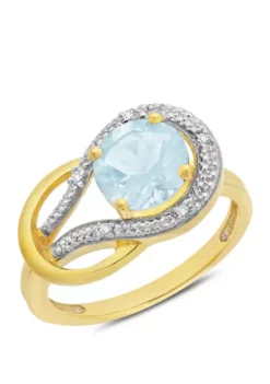 Best Sale 🥰 10K Yellow Gold Aquamarine and 1.7 ct. t.w. Diamond Accent Ring by Belk & Co. 🎁 -DealsBelk & Co. Store Belk 20320