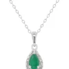 Wholesale 💯 Sterling Silver 6x4mm Pear Shaped Emerald Diamond Accent Halo Pendant Necklace by Belk & Co. ✨