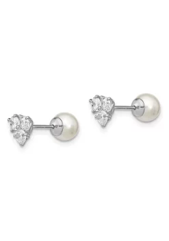 Outlet ⭐ Sterling Silver Rhodium-plated Cubic Zirconia/Imitation Shell Pearl Front/Back Earrings by Belk & Co. ⌛ -DealsBelk & Co. Store Belk 20361