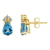 Best deal 🔥 14K Gold 7x5 Pear Shape Blue Topaz 1/8 Cttw Diamond Earrings by Belk & Co. ✔️
