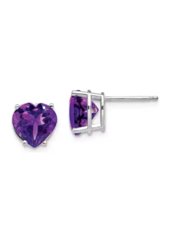 Flash Sale 🧨 3.3 ct. t.w. Amethyst 8mm Heart Earrings in 14K White Gold by Belk & Co. ✨
