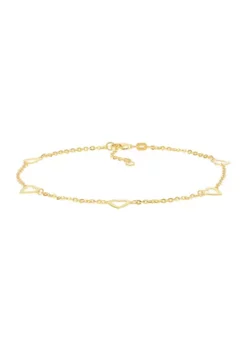 Best Pirce 🌟 Flat Open Heart Anklet in 10K Yellow Gold by Belk & Co. 🔔