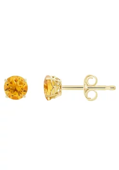 Best Sale ⌛ 14K Yellow Gold 5mm Round Citrine Stud Earrings by Belk & Co. 🥰
