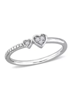 Promo ๐ Diamond Accent Double Heart Promise Ring in Sterling Silver by Belk & Co. ๐