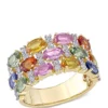 Cheap 🧨 4.33 ct. t.w. Multi-Color Sapphire Triple Row Ring in 14k Yellow Gold by Belk & Co. 🔥
