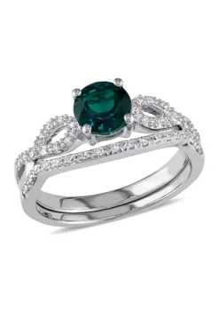 Best Pirce ⌛ 4/5 ct. t.w. Created Emerald and 1/6 ct. t.w. Diamond Bridal Set in 10k White Gold by Belk & Co. 🎉 -DealsBelk & Co. Store Belk 20421