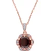 New 😀 1.6 ct. t.w. Garnet and 1/10 ct. t.w. Diamond Accent Flower Necklace in 14K Rose Gold by Belk & Co. 🎉