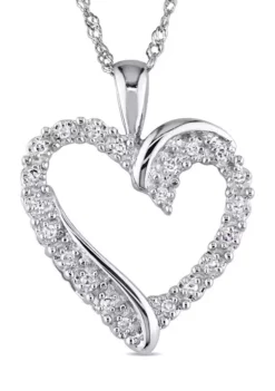 Budget ๐ 1/10 ct. t.w. Diamond Heart Pendant with Chain in 10k White Gold by Belk & Co. ๐