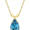 Discount 🤩 14K Yellow Gold 12x8mm Pear Shaped Blue Topaz Pendant Necklace by Belk & Co. 😀
