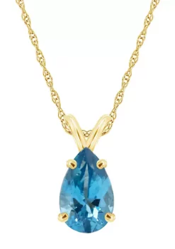 Discount 🤩 14K Yellow Gold 12x8mm Pear Shaped Blue Topaz Pendant Necklace by Belk & Co. 😀 -DealsBelk & Co. Store Belk 20434