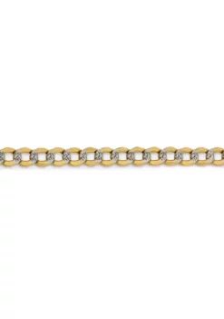 Discount ⭐ Mens 14K Yellow Gold 4.3 Millimeter Semi Solid Pavé Curb Chain Bracelet by Belk & Co. ⌛ -DealsBelk & Co. Store Belk 2045
