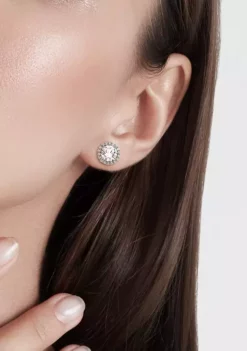 Budget 😀 Lab Created 5.12 ct. t.w. Created White Sapphire Halo Stud Earrings in Sterling Silver by Belk & Co. 🧨 -DealsBelk & Co. Store Belk 20463