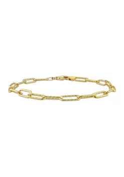 Outlet ⌛ 18k Yellow Gold Plated Sterling Silver 5mm Fancy Paperclip Chain Bracelet by Belk & Co. ⌛ -DealsBelk & Co. Store Belk 20473